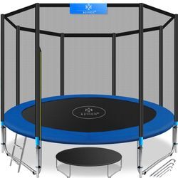 KESSER® - Trampolin TÜV Rheinland GS Zertifiziert Komplettset mit Sicherheitsnetz, Leiter, Randabdeckung & Zubehör Kindertrampolin Gartentrampolin Belastbarkeit 150 kg