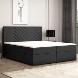 Boxspringbett MALIBU mit Bettkasten 140 x 200 cm Webstoff Schwarz Bett Bettkasten Hotelbett