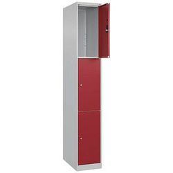 CP Schließfachschrank Classic Plus lichtgrau, rubinrot 080000-103 S10001, 3 Schließfächer 30,0 x 50,0 x 185,0 cm