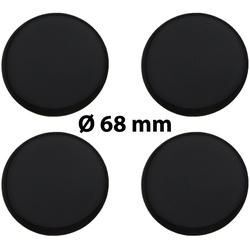 4 x Ø 68 mm Polymere Aufkleber / Schwarz / Nabenkappen, Felgendeckel