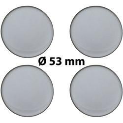 4 x Ø 53 mm Polymere Aufkleber / Silber-Optik / Nabenkappen, Felgendeckel