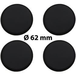 4 x Ø 62 mm Polymere Aufkleber / Schwarz / Nabenkappen, Felgendeckel