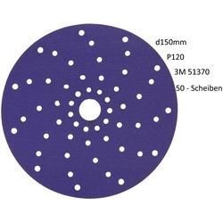 50 x 3M Cubitron II Hookit Kletthaftende Scheibe Purple Premium 737U, 150 mm, P120, Multihole 51370