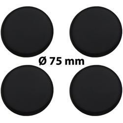 4 x Ø 75 mm Polymere Aufkleber / Schwarz / Nabenkappen, Felgendeckel