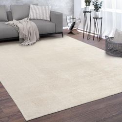 Paco Home Teppich, Kurzflor-Teppich Für Wohnzimmer, Soft, Weich, Waschbar, In Beige 200x280 cm