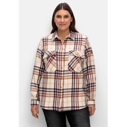 Karierte Bluse aus weich angerautem Flanell, beere gemustert, Gr.52