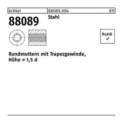 Rundmutter R 88089 m.Trapezgewinde TR 40 x 7 -75 Stahl Höhe=1,5d