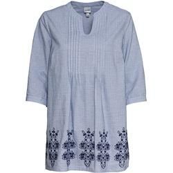 Baumwoll-Bluse, Muster marine, 50