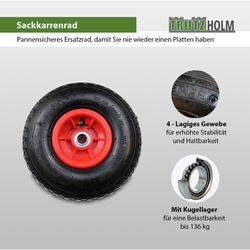 Sackkarrenrad 260 x 85 mm 3.00-4 Bollerwagenrad, Luftrad, Ersatzrad, 4PR versetzt