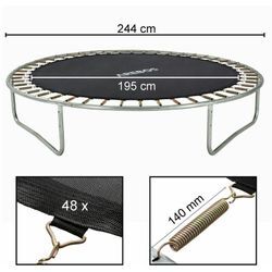 Sprungmatte ø 195 cm für Trampoline mit ø 244 cm 140 mm Federn 48 Ösen - Arebos