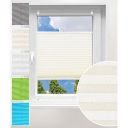 Plissee ohne Bohren Klemmfix Faltrollo Jalousie, Plisseerollo Crushed Optik Sichtschutz und Sonnenschutz Easyfix lichtdurchlässig Rollo für Fenster