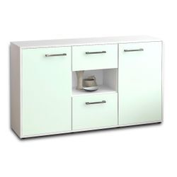 Sideboard Denise | Korpus Weiß | Mint mit Griffen (136x79x35cm)