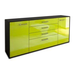 Sideboard Eleni | Korpus Anthrazit | Gruen mit Griffen (180x79x35cm)