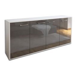 Sideboard Elana | Korpus Weiß | Grau mit Griffen (180x79x35cm)