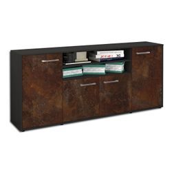 Sideboard Elsita | Korpus Anthrazit | Rost mit Griffen (180x79x35cm)