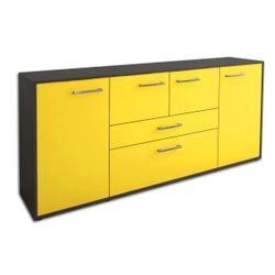 Sideboard Elisa | Korpus Anthrazit | Gelb mit Griffen (180x79x35cm)