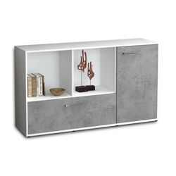 Sideboard Ela | Korpus Weiß | Beton mit Griffen (136x79x35cm)