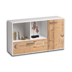 Sideboard Ela | Korpus Weiß | Pinie mit Griffen (136x79x35cm)