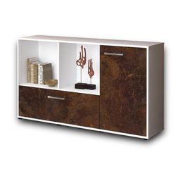 Sideboard Ela | Korpus Weiß | Rost mit Griffen (136x79x35cm)