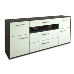 Sideboard Emma | Korpus Anthrazit | Mint mit Griffen (180x79x35cm)