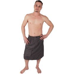 Bestlivings - Sauna Kilt Herren Frottier ( Anthrazit ) - 60x145cm One Size - Saunahandtuch mit Gummizug und Knopfverschluss - Saunatuch Knielang