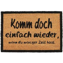 Fußmatte komm wieder, aus Kokosfasern, rutschfeste Türmatte, innen und draußen, BxT: 60 x 40 cm, natur/schwarz - Relaxdays