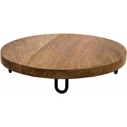 Mango Servierteller rund natur - 29 cm - Holz Käseplatte Wurstplatte Tapasplatte Servierplatte - Tablett aus Massivholz