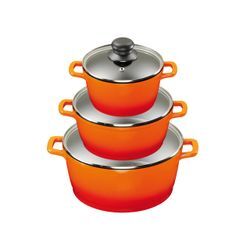 Aluguss Kochtopfset 3/6-teilig ORANGE