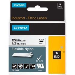 Dymo Rhino Band IND, Nylon 12 mm x 3,5 m schwarz auf weiß