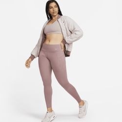 Nike Go Leggings in voller Länge mit starkem Halt, mittelhohem Bund und Taschen für Damen - Lila