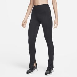 Nike One Leggings in voller Länge mit geteiltem Saum und hohem Bund für Damen - Schwarz