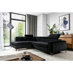 Ecksofa Schlafsofa Sofa agnesa Stoff Salvador Schwarz Ottomane Links