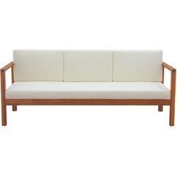 Gartensofa 3-Sitzer Massivholz und beigefarbene Kissen L190 cm AKIS