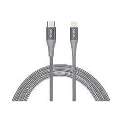 USB 2.0 Adapterkabel, USB-C Stecker > Lightning Stecker silber/grau, 1 Meter, PD, gesleevt