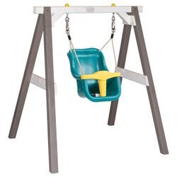 Babyschaukel Grau/weiß mit Sitz Türkis/gelb