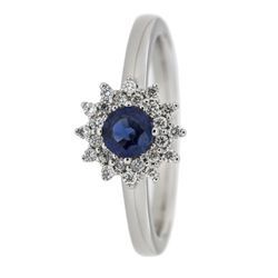 Orolino Ring 585 Gold mit 24 Brillanten zus. 0,19ct. und Safir blau