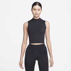 Nike One Fitted Dri-FIT Kurz-Tanktop mit Stehkragen für Damen - Schwarz