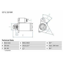 BOSCH Starter 12V für MERCEDES-BENZ SSANGYONG 6651510201 A004151970180 A005151130180 0 986 017 260