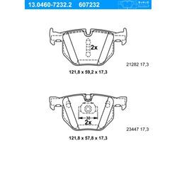 ATE Bremsbelagsatz, Scheibenbremse hinten rechts links für BMW 34216776937 13.0460-7232.2