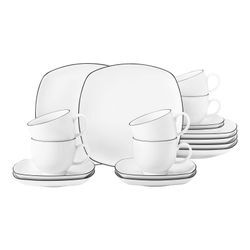 Seltmann Weiden Kaffeeservice eckig Lido Black Line 18er Set