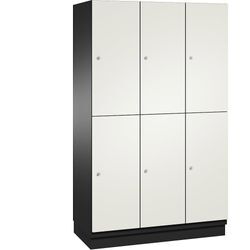 CAMBIO Fächerschrank mit Stahlblech-Türen und Garderobenstange C+P