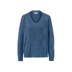 Pullover mit Karostruktur - Blau - Gr.: XS