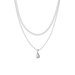 Sleek Teardrop Necklace Silver