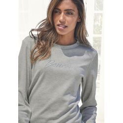 BENCH. LOUNGEWEAR Sweatshirt mehrfarbig Gr. 32/34 für Damen. Rundhals und Logostickerei. Basic Schmal. Nachhaltig.