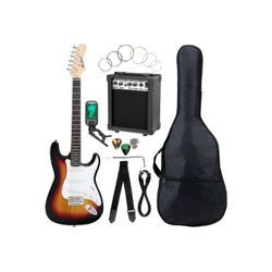 McGrey E-Gitarre Rockit elektrische Gitarre, ST-Style, Komplettset 4/4, 8-St., inkl. Verstärker, Tasche, Stimmgerät, Plektren, Gurt und Kabel, 10 Watt (RMS) Gitarrenverstärker inklusive!, braun