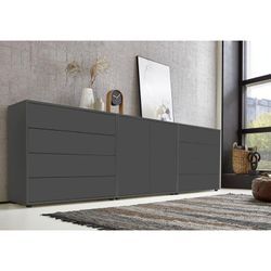 Sideboard Mailand Set 4 (Schubladenkommode Kommode Anrichte, in anthrazit), Push-to-open-Funktion - Grau - Bmg Möbel