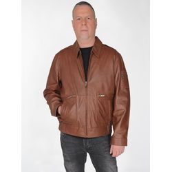 Lederjacke JCC "3102229" Gr. 58, braun (cognac), Herren, Oberstoff 100% Leder / Innenfutter oben: 100% Polyester / Innenfutter unten: 100% Baumwolle / Ärmelfutter: 100% Polyester, Jacken