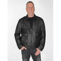 Lederjacke JCC "3102229" Gr. 58, schwarz, Herren, Oberstoff 100% Leder / Innenfutter oben: 100% Polyester / Innenfutter unten: 100% Baumwolle / Ärmelfutter: 100% Polyester, Jacken