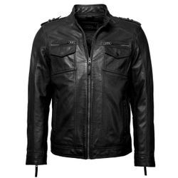 Bikerjacke JCC "1101019-2", Herren, Gr. 4XL, schwarz, Obermaterial 100% Leder Lamm / Futter: 50% Polyester, 50% Baumwolle, Ärmelfutter: 100% Polyester, Jacken