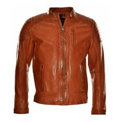 Bikerjacke JCC "31020346", Herren, Gr. 50, braun (oxy fire), Obermaterial: 100% Leder, Lamm / Futter: 100% Baumwolle / Ärmelfutter: 100% Polyester, mit Knopf, Jacken